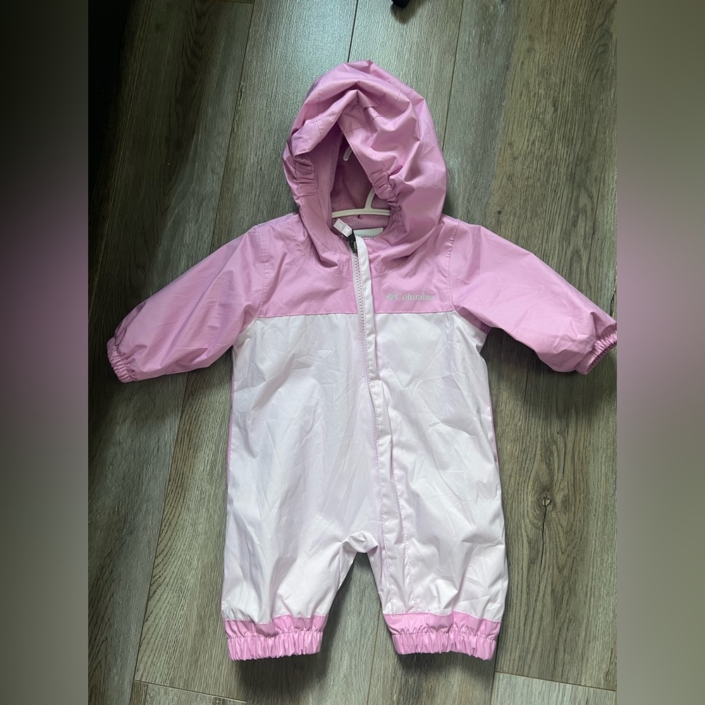 2/15$ Pink Hooded Baby rain jacket